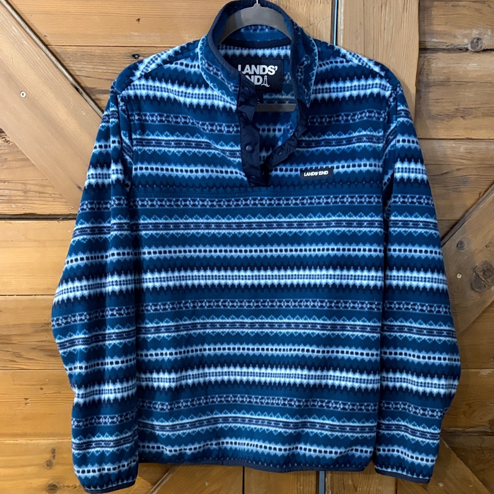 Lands' End Blue Patterned Sweater